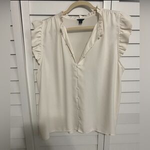 Women's Cream Ruffle Sleeve Top